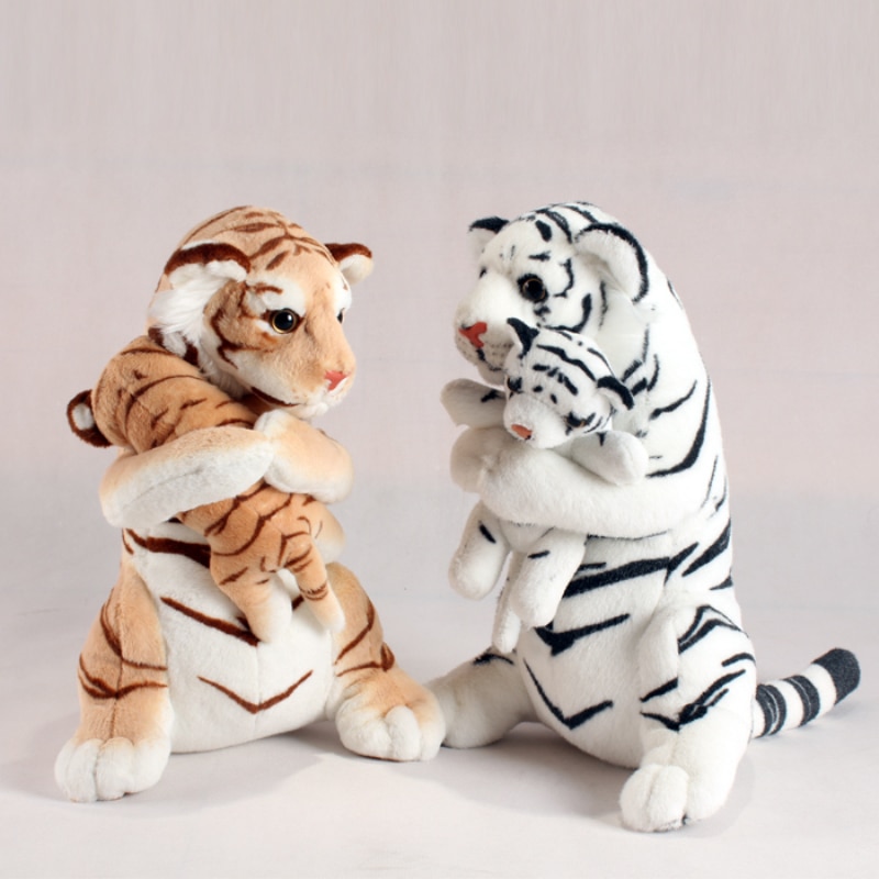 엄마와 아이 호랑이 봉제 인형 장난감, 48cm, 3 가지 색상, 시뮬레이션 동물 왕, 좋은 품질, 앉은 자세, 귀여운, 2 개입